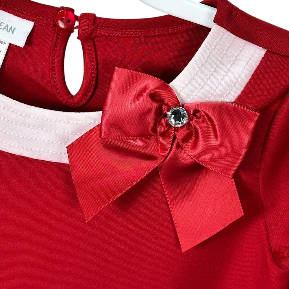 Bonnie Jean Girls Red Snowflake Faux Fur Trimmed Holiday Dress‎ Size 3T - Picture 4 of 10